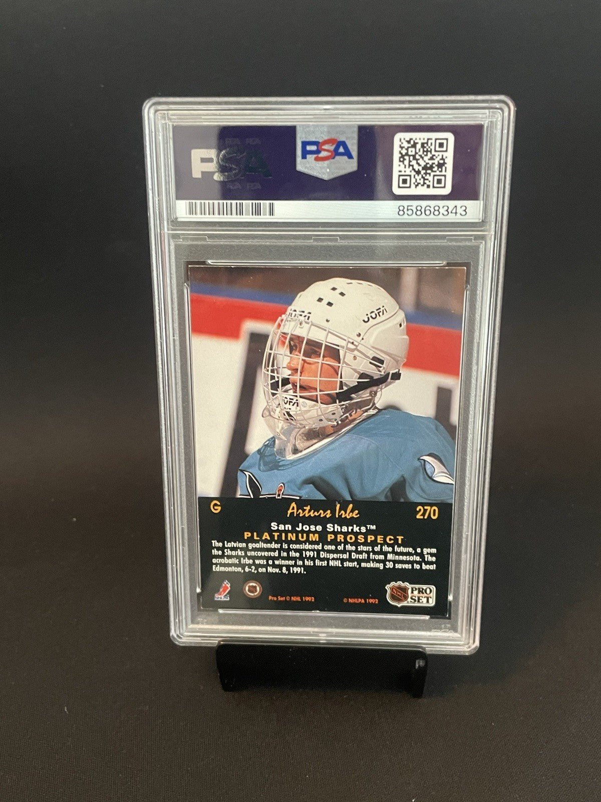 Arturs Irbe Signed 1992 Pro Set #270 PSA Auto 10 Rookie Card Platinum Prospect