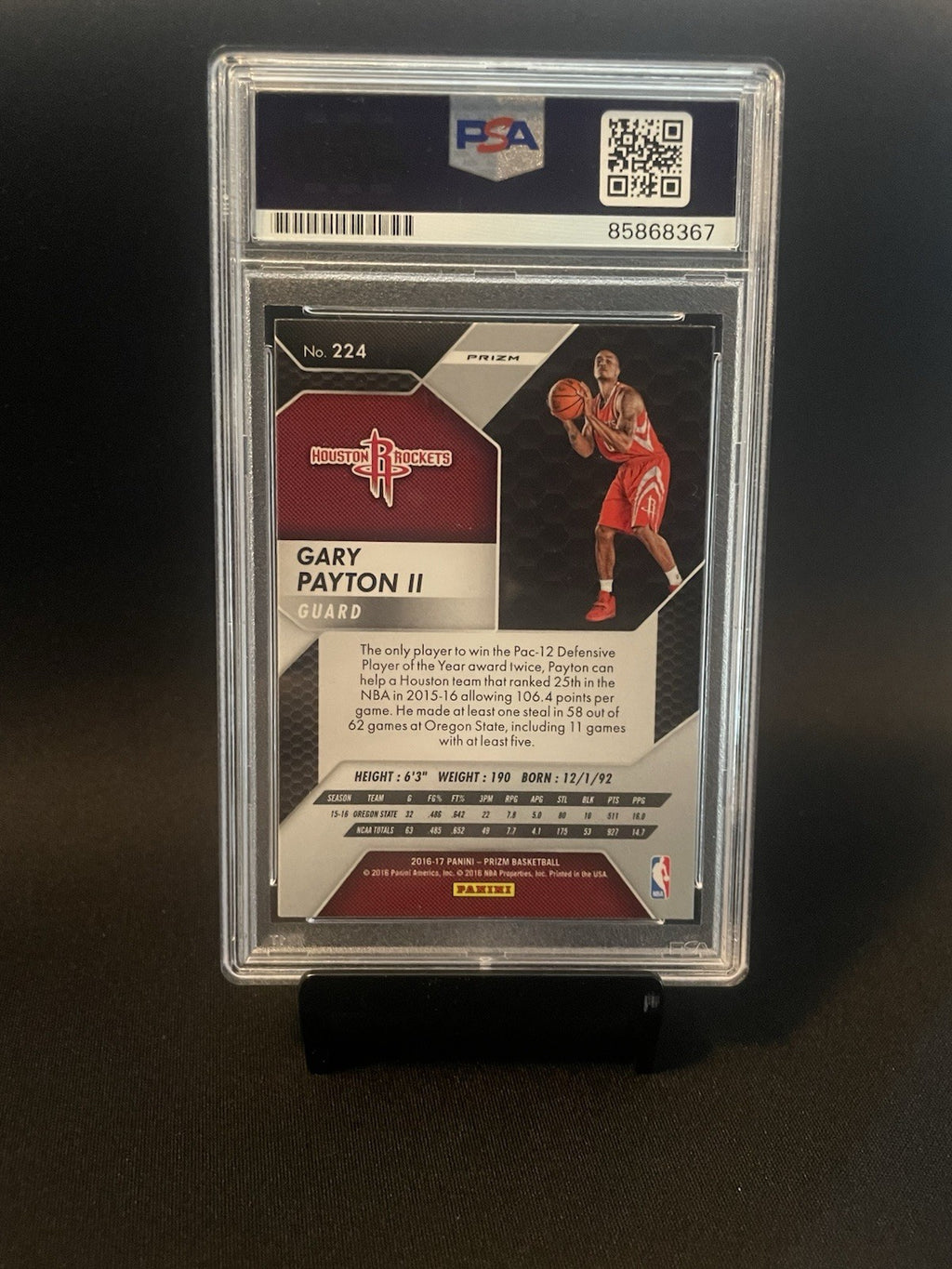 Gary Payton II Signed 2016-17 Panini Starburst Prizm Rookie #224 PSA Auto 10