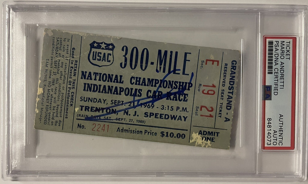 Mario Andretti Signed 1969 Indy 300 Ticket PSA/DNA Autographed