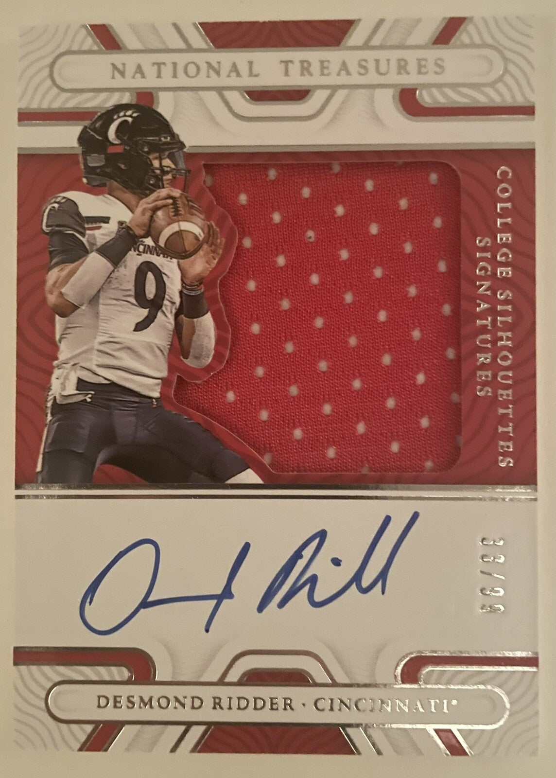 2022 Collegiate National Treasures Desmond Ridder 33/99 Silhouette Signatures RC