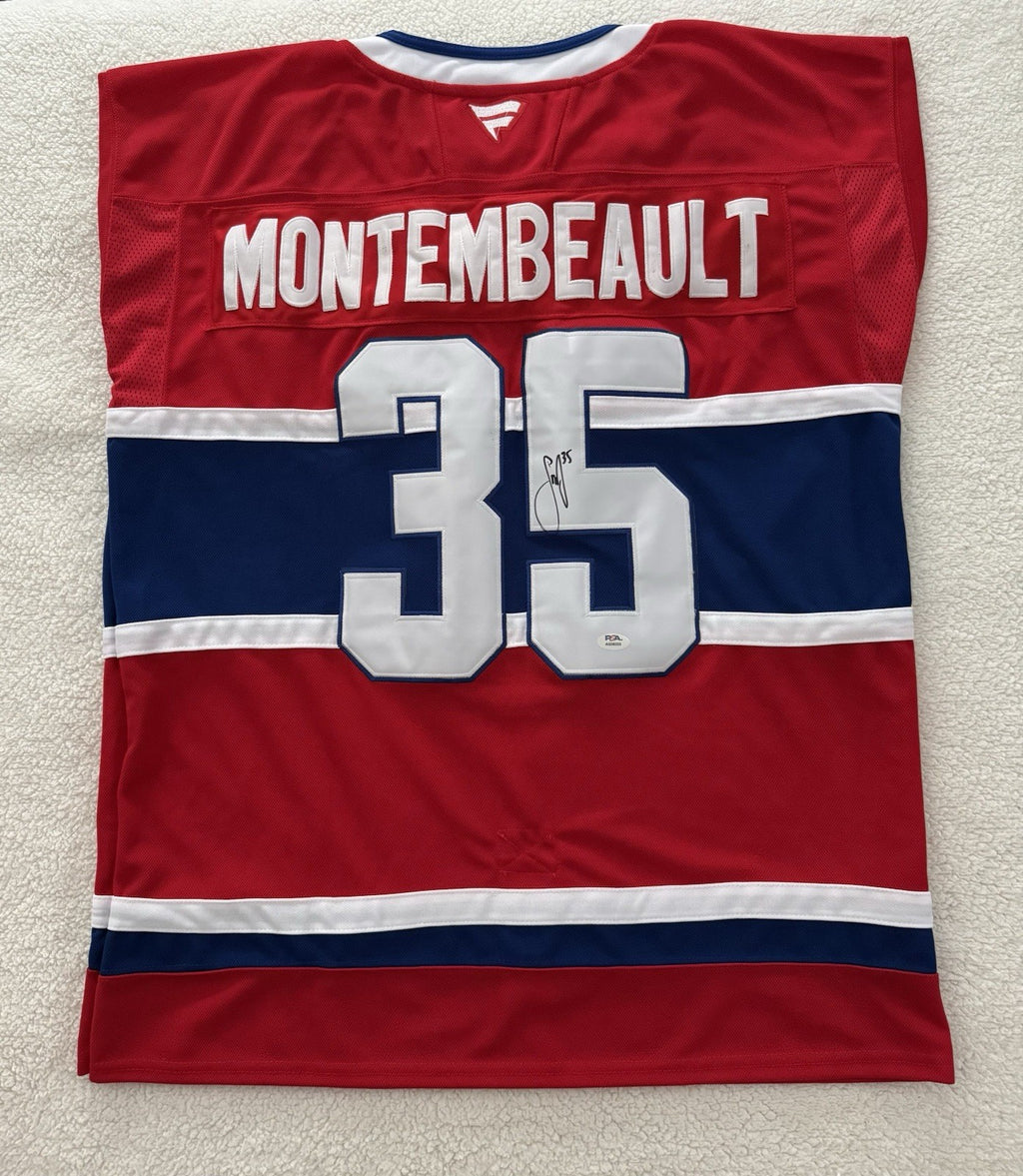 Samuel Montembeault Signed Jersey PSA/DNA Autographed Montreal Canadiens Stained