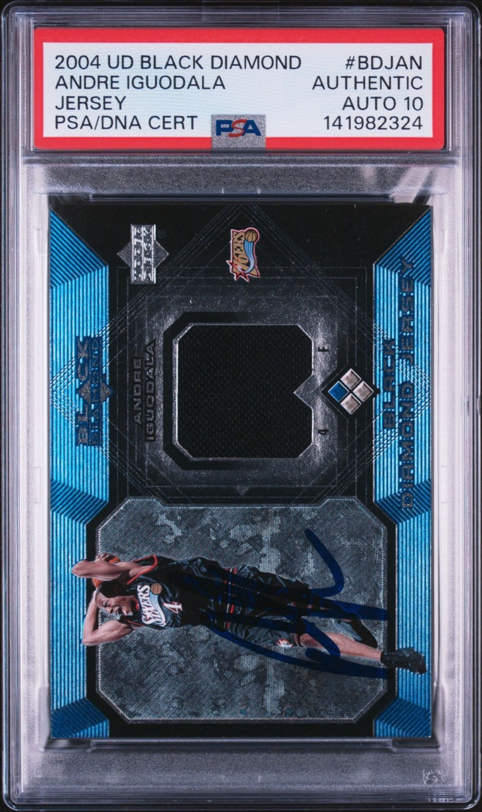 Andre Iguodala Signed 2004 UD Black Diamond Jersey PSA Auto 10 Rookie RC #BDJAN