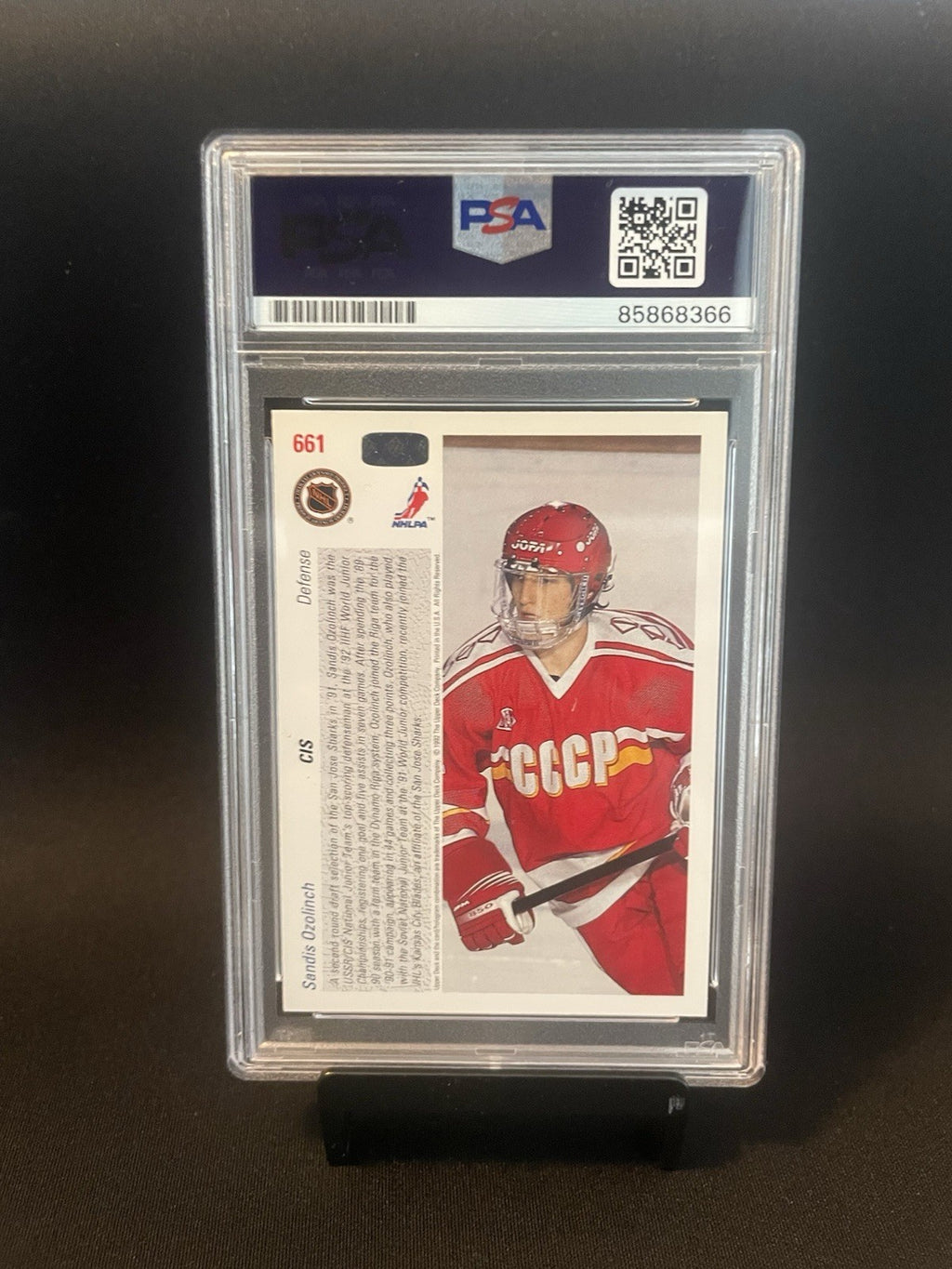 Sandis Ozolinsh Signed 1991 UD World Juniors #661 PSA Auto 10 Rookie Card