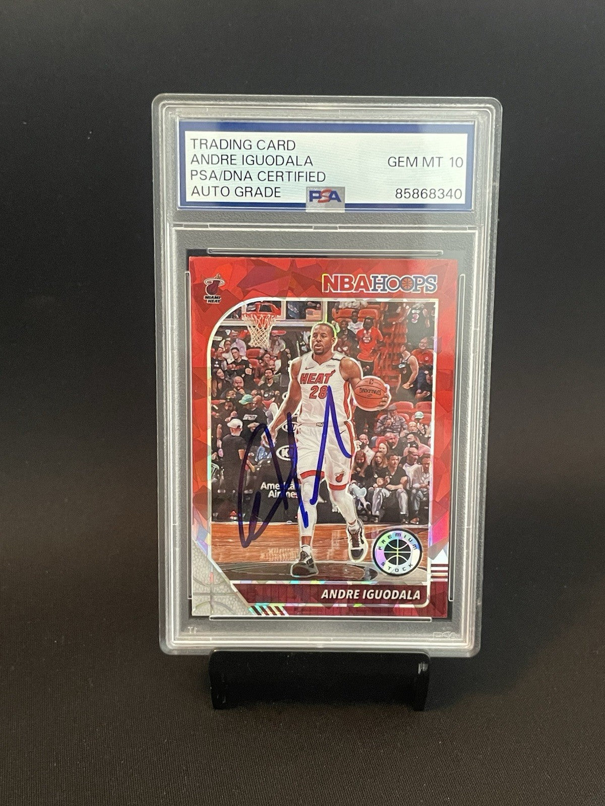 Andre Iguodala Signed 2019 Hoops Red Cracked Ice Prizm PSA/DNA Auto 10 #63 Heat